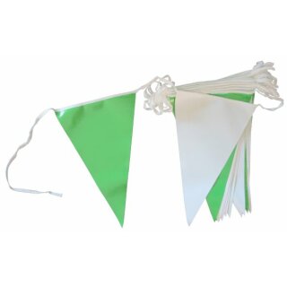 Wimpelkette Kunststoff, grün/weiß, 10 Meter, 30 Wimpel