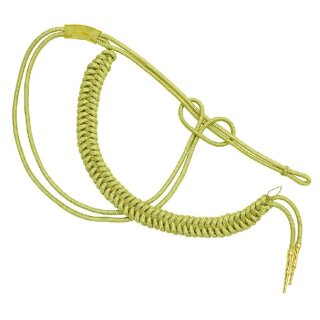 Fangschnüre, 1 Breitgeflecht, 2 Schlingen, mit Stifte, kleine Ausführung gold
