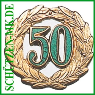 Abzeichen 84526, vergoldet, Jubiläum 50 mit Sicherheitsnadel