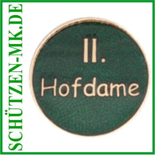 Abzeichen II.HOFDAME, Messing, massiv geprägt, vergoldet, mit Sicherheitsnadel