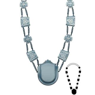 Schützenkette mit Mittelstück, Messing, massiv geprägt, altsilber,