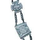 Schützenkette mit Mittelstück, Messing, massiv geprägt, altsilber,