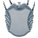 Schützenkette mit Mittelstück, Messing, massiv geprägt, altsilber,
