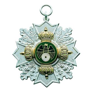 Orden, Messing, massiv geprägt, versilbert, mit Öse(n) und Ring(en)