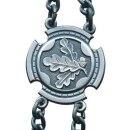 Schützenkette mit Mittelstück, Messing, massiv geprägt, altsilber,