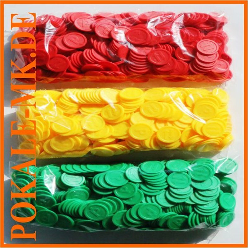 Token Farbe Gelb B mit den Buchstaben B P oder L in 14 Farben zum TOP-Preis von SchwabMarken!! 500 Pfandmarken Chips 