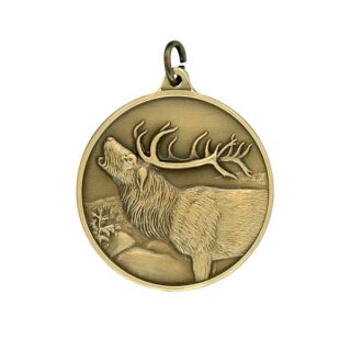 Jagdmedaille "Rothirsch" bronzefarbig Text