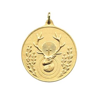 Jagdmedaille "Hubertushirsch" vergoldet Text