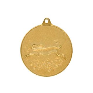 Jagdmedaille "Hase" vergoldet ohne