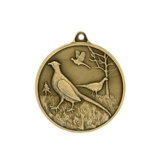 Jagdmedaille "Fasan" bronzefarbig Text