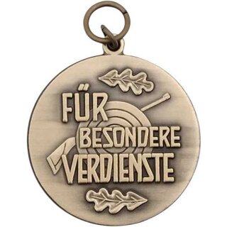 Medaille 40200, Für besondere Verdienste", mit Öse und Ring" bronze Text