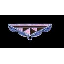 Aufhänger, Messing, massiv geprägt, altsilber, mit Scharniernadel