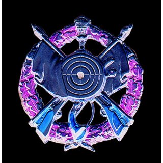 Abzeichen, Messing, hohl geprägt, vergoldet, mit Sicherheitsnadel