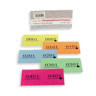 Doppelnummern, Bereich 1-1000, Block mit 100 Nummern 1-1000 grün