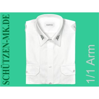 Schützenhemd "Hubertus", 1/1 Arm, weiß, mit Stick 50