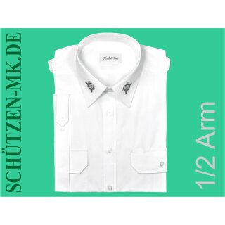 Schützenhemd "Hubertus", 1/2 Arm, weiß, mit Stick 39