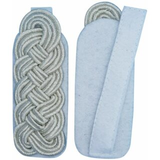 Schultergeflecht, Majorsgeflecht, Soutache silber, Filz weiß