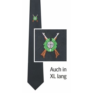 Schützenkrawatte, gesticktes Motiv, Seidenstruktur, schwarz
