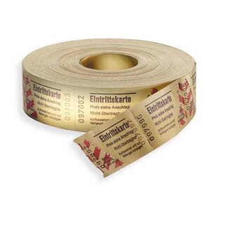 Eintrittsmarken, mit Schrägabriss orange